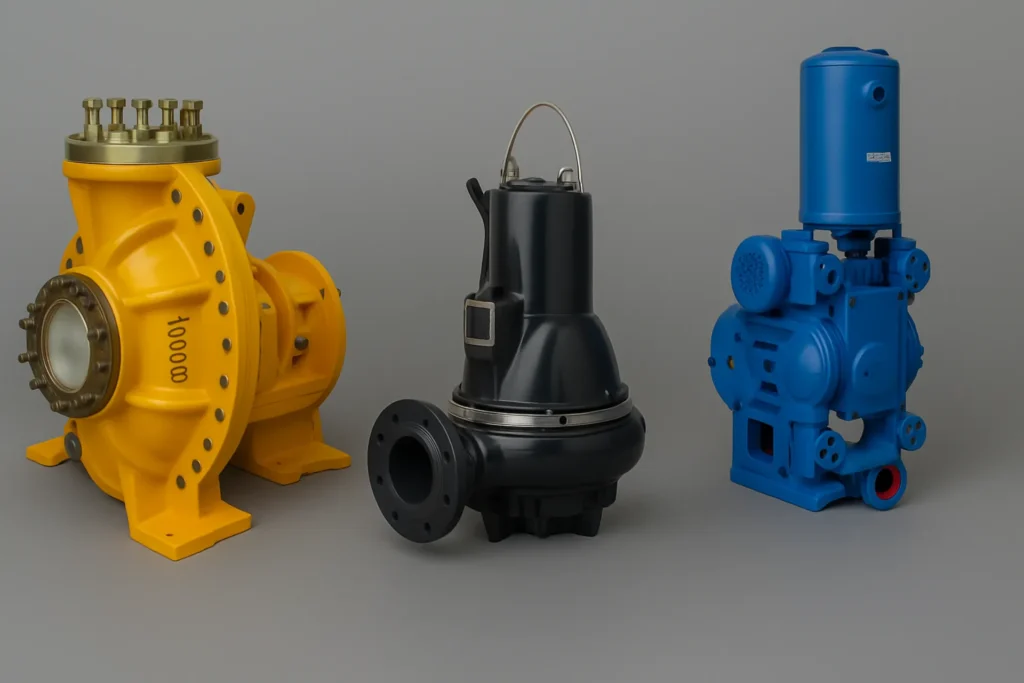 שלוש משאבות : MUNSCH Chemical pump, ABEL GmbH pump, GRUNDFOS PUMP